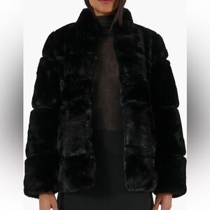 Apparis Black Faux Fur Coat